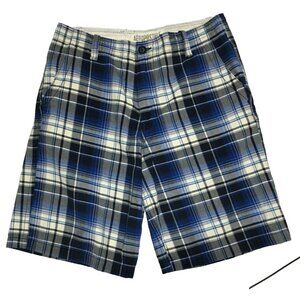 Aeropostale Chino Shorts Men's Blue Plaid Preppy Casual Tag 32 FIT 35 x 11.5